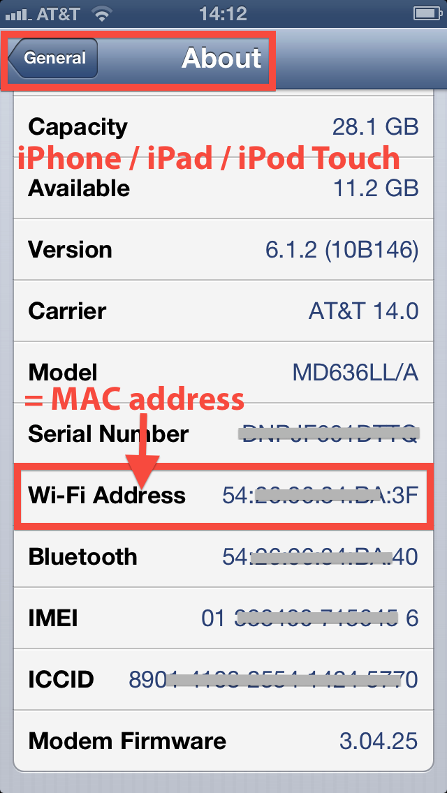 Mac address for iphone
